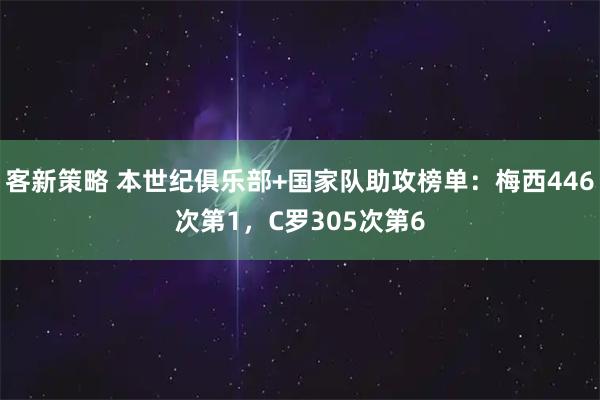客新策略 本世纪俱乐部+国家队助攻榜单：梅西446次第1，C罗305次第6